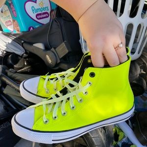 Neon yellow vinyl converse